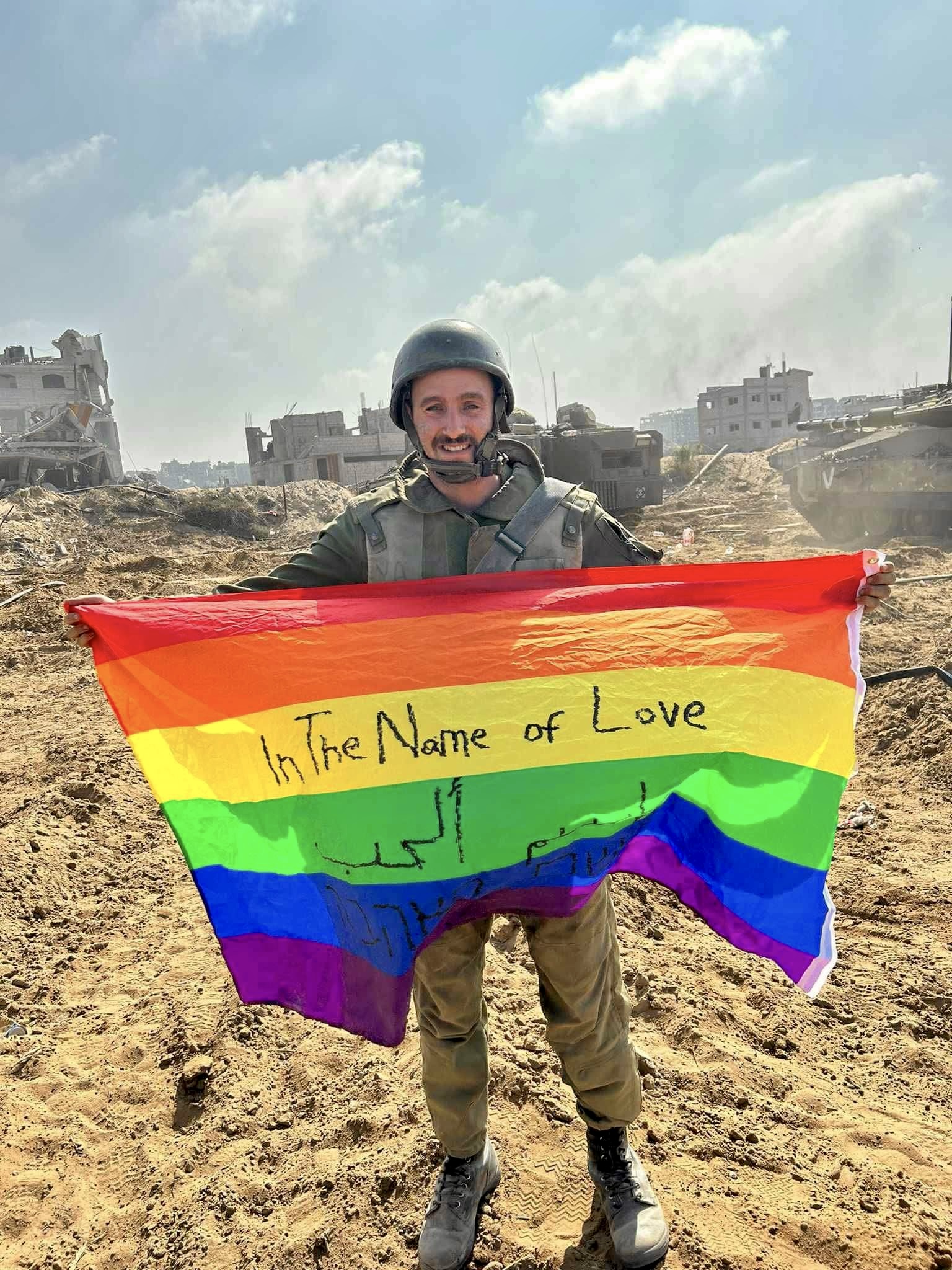 israel gay soldier rainbow flag gaza pinkwashing