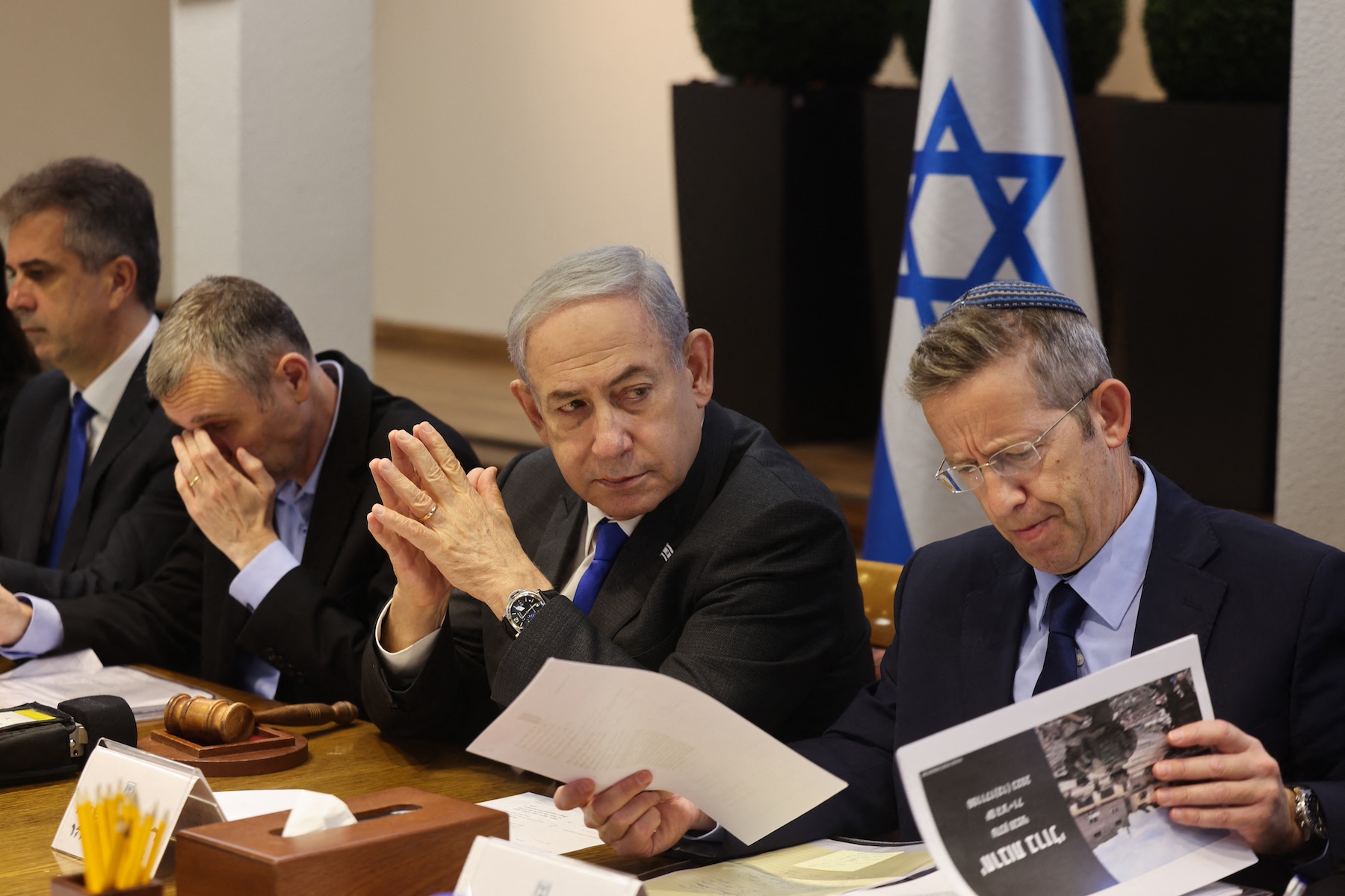 israel Netanyahu Cabinet meeting at the Kirya