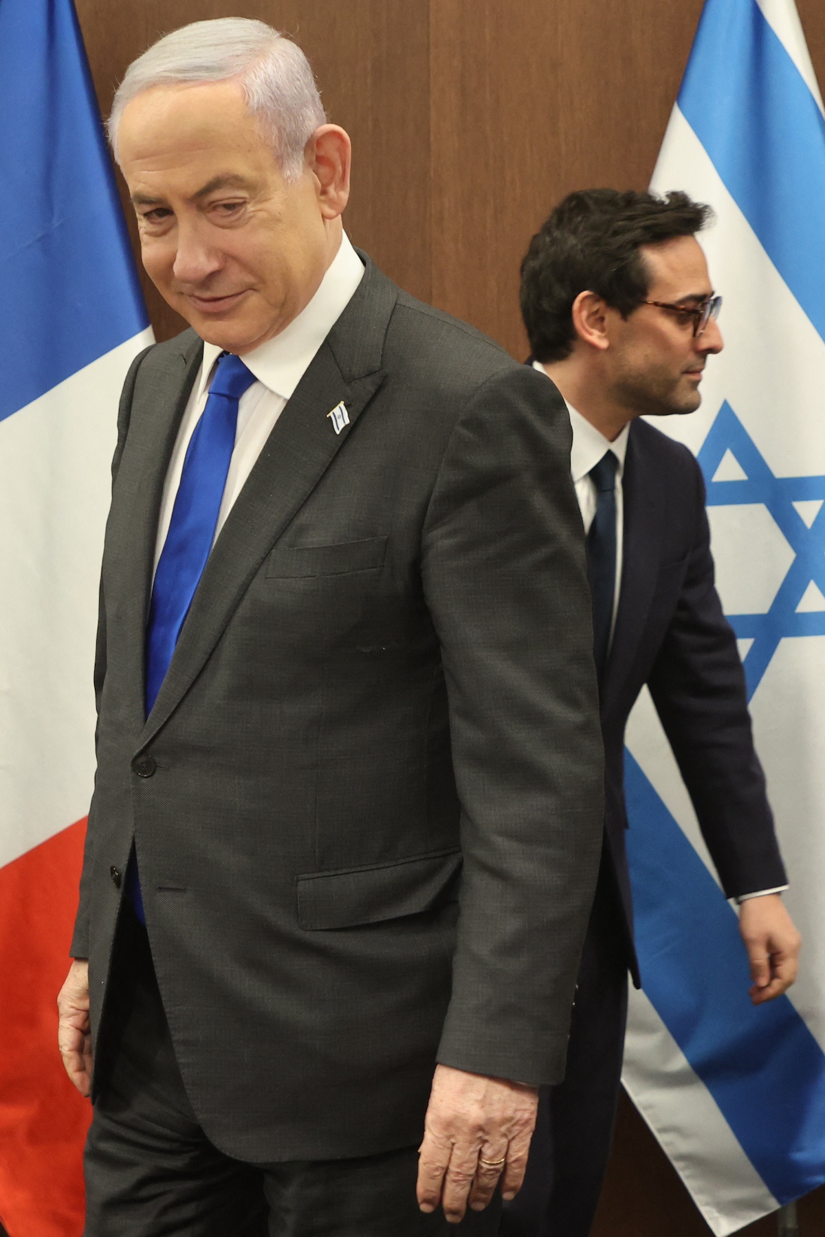 Benjamin Netanyahu and Frances Foreign Minister Stephane Sejourne