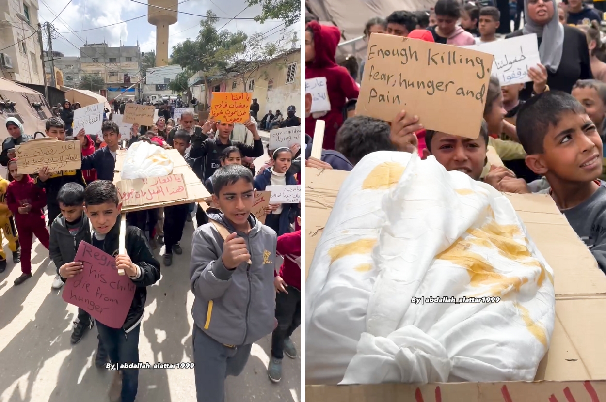 Children In Gaza Held A Symbolic Funeral For Other Children Who Died Of Starvation Due To Israel’s War